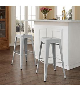 Set de 4 Taburetes de Estilo Industrial : Modelo TOLT Blanco
