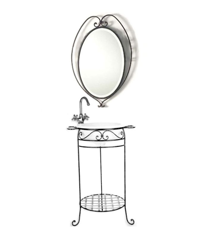 Mueble de lavabo forja Mod. PALANGANERO AFRICA con espejo VENECIA