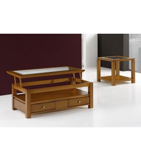 Mesa de centro elevable realizada en madera BRUCO rectangular