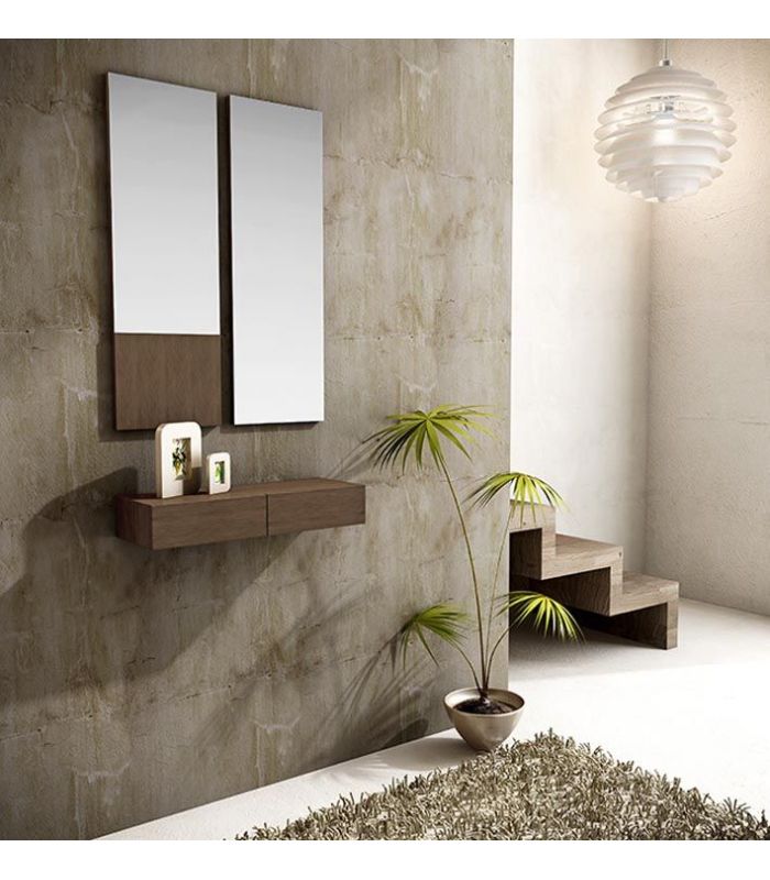 Espejo rectangular decorativo con plafón de madera LEVEL