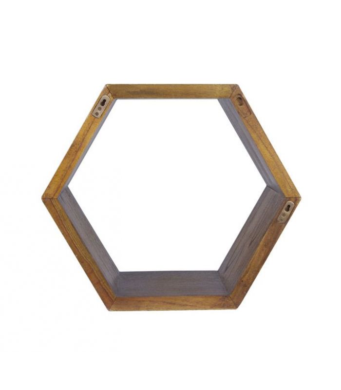 Estante hexagonal en madera natural de mindi Colección NORDIC