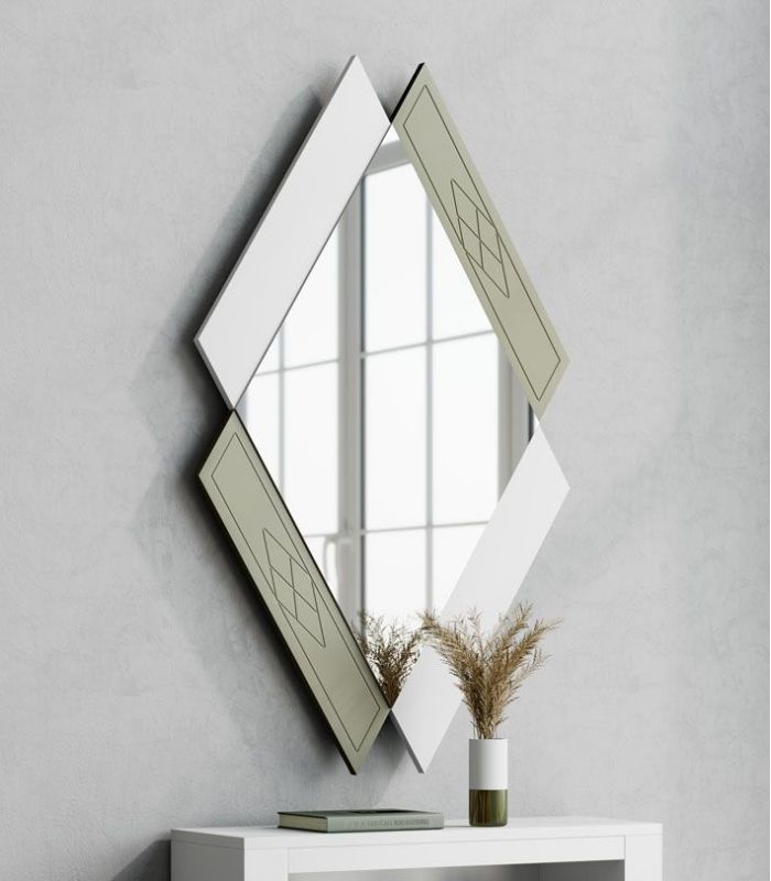 Espejo Pequeño de Diseño en madera Modelo QUATRO Rombos