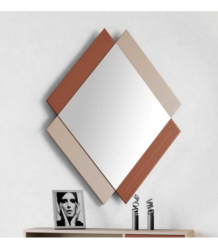 Espejo Pequeño de Diseño en madera Modelo QUATRO Rombos