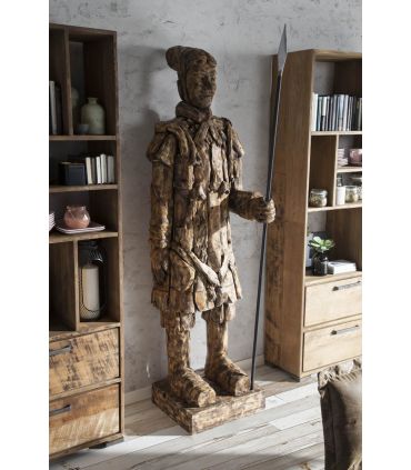 Figura decorativa en madera maciza Guerrero de Xian