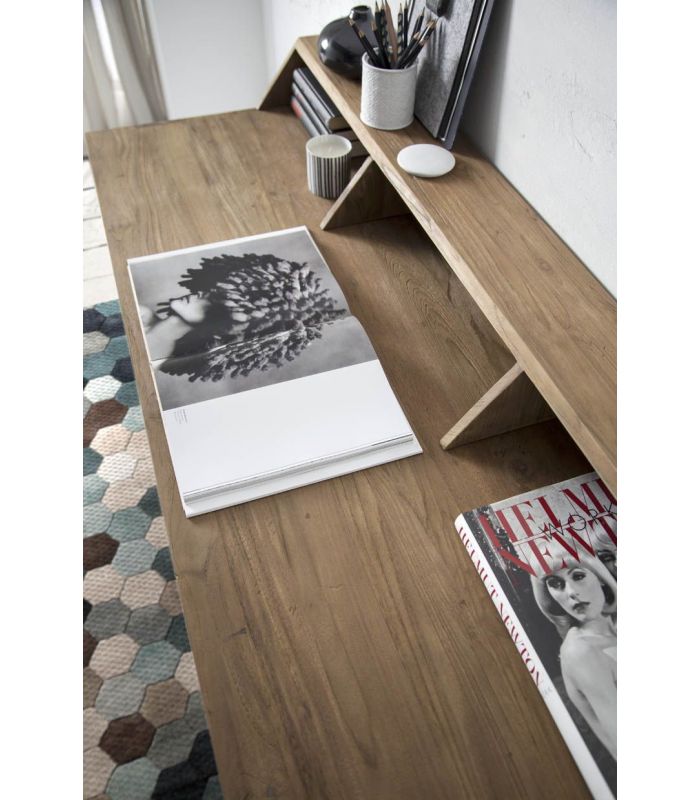Escritorio de madera natural de teka modelo TANGO