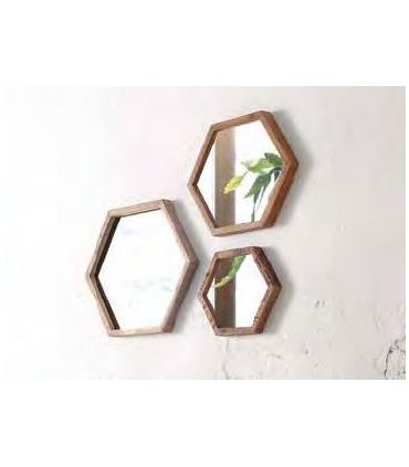 Espejo de de madera de forma Hexagonal Colección HOME