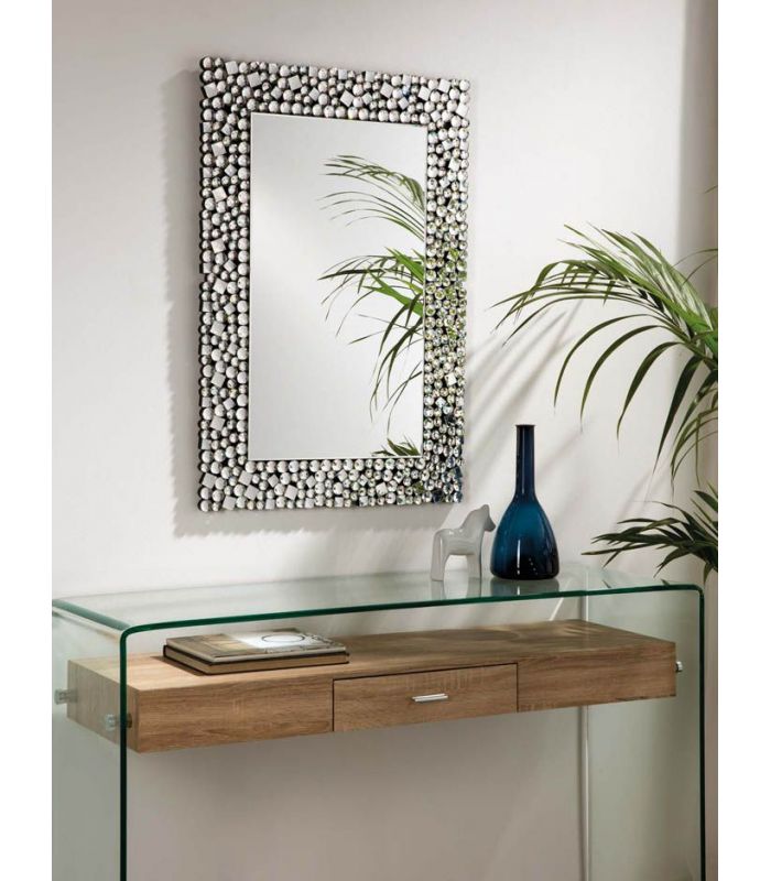 Espejo decorativo con cuentas de cristal BURBUJAS