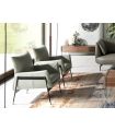 Sillón en piel de vacuno y acero modelo HOPLITA