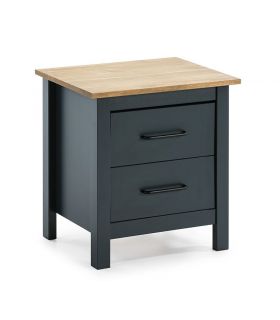 Mesita de noche en madera de pino MIRANDA Azul