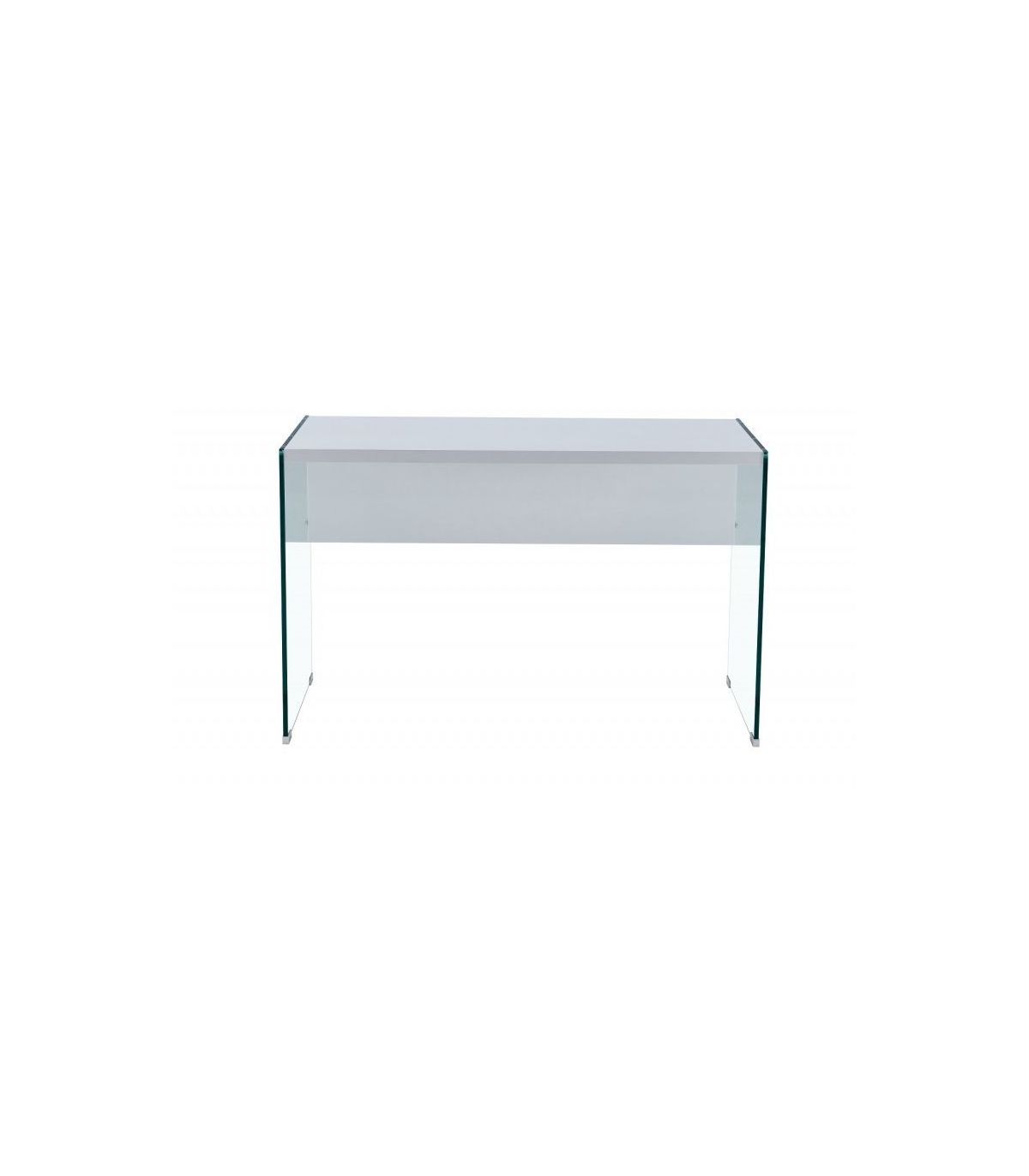 Mesa ordenador pequeña de cristal transparente