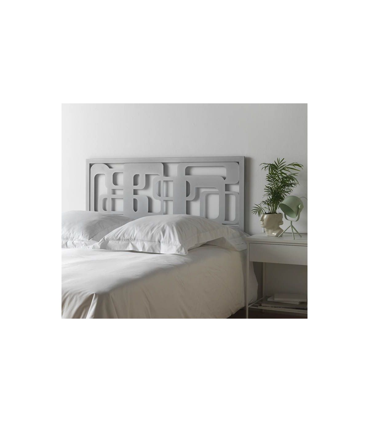 Dormitorio de matrimonio completo lacado blanco con cabeceros tapizados en  diferentes acabados (116)