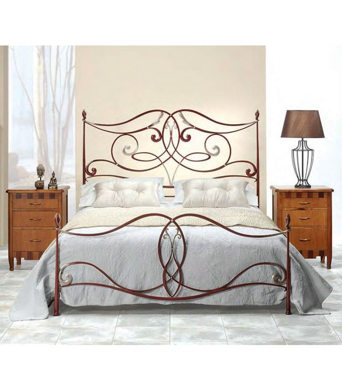 Cama clásica de hierro macizo modelo IRIA corinto plata