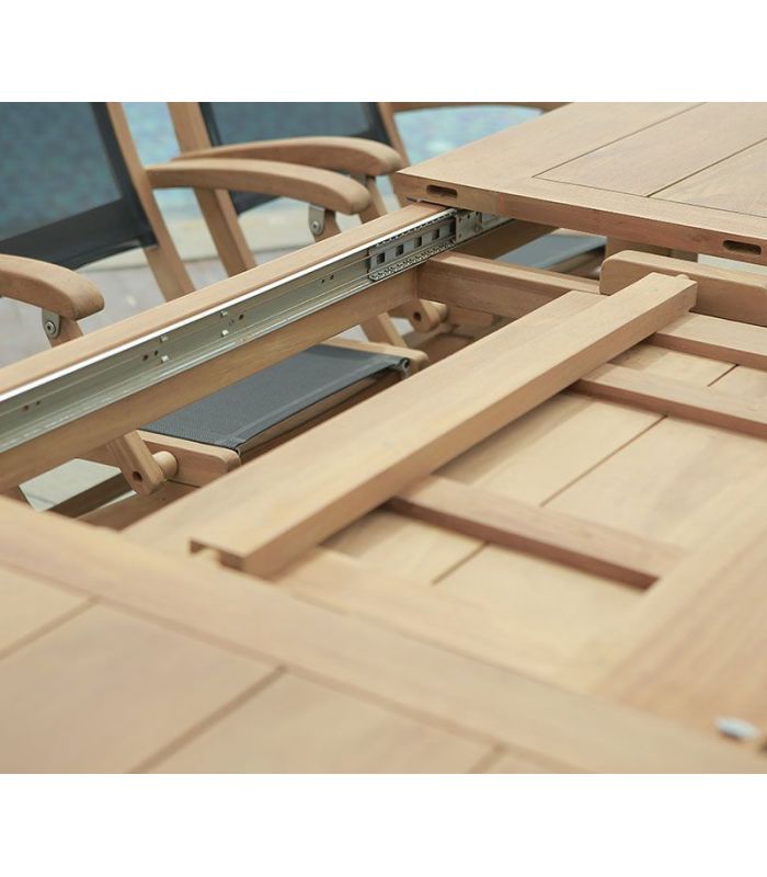 Mesa de comedor extensible de madera natural de Teca VERNOM