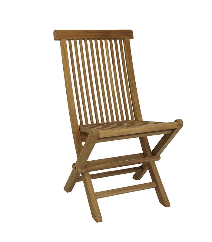 Silla sin brazos MARBELLA BASIC de madera natural de Teca