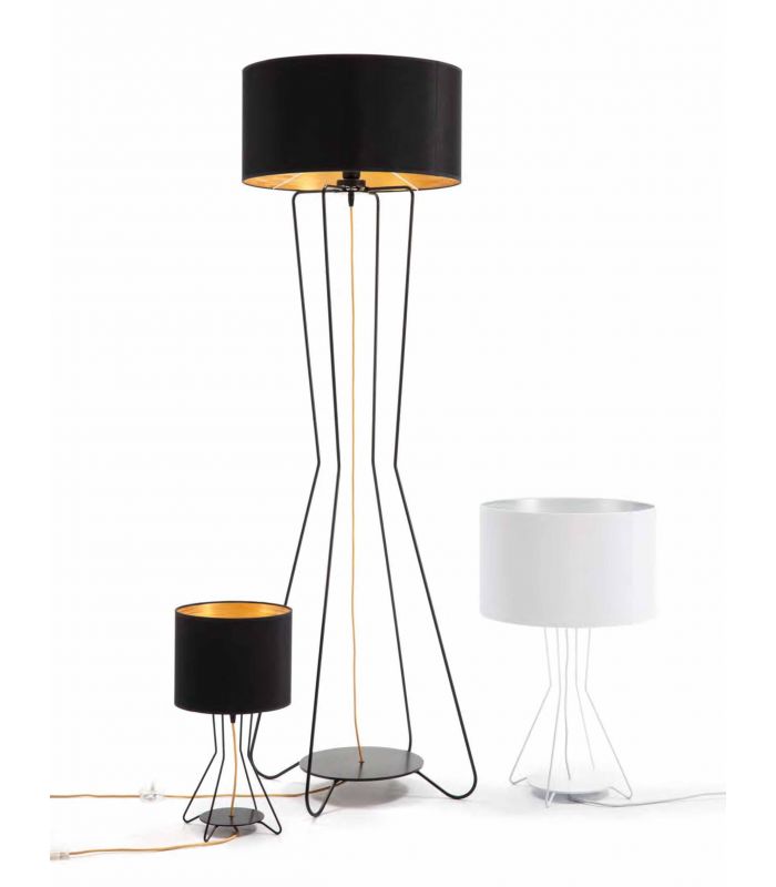 Lámpara de mesa con pie de metal y pantalla en Chintz WIRE
