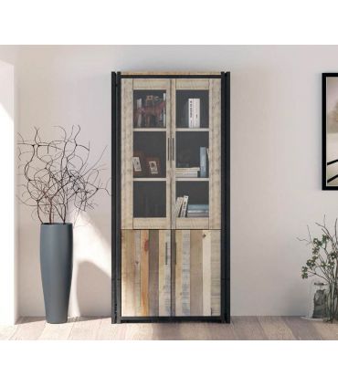 Vitrina alta fabricada en madera reciclada Colección BLIT