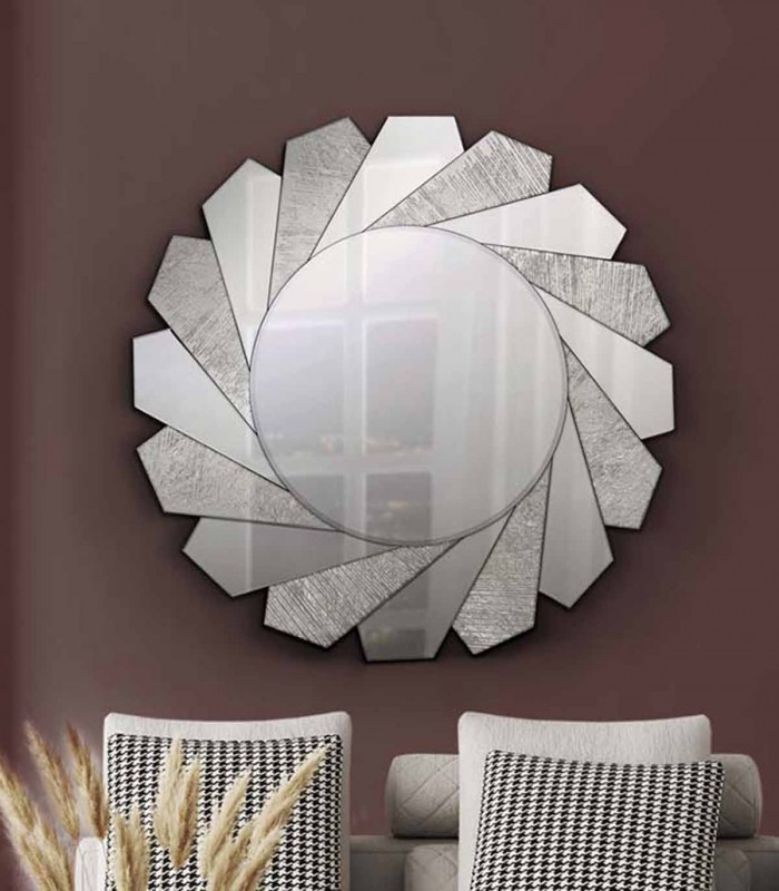 Espejo decorativo redondo modelo FLAVIA Pan de Plata