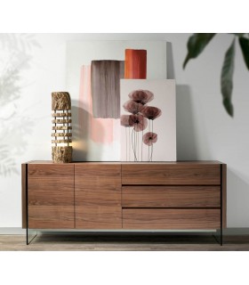 Buffet Aparador en madera y cristal templado DRUANA