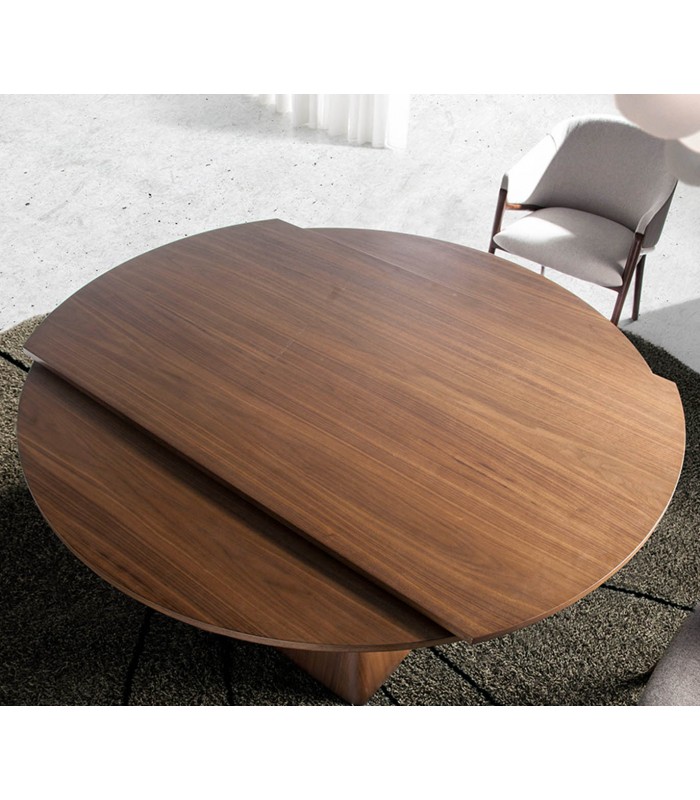 Mesa de comedor extensible en madera de nogal EPSILON