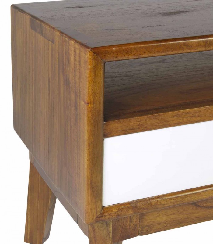 Mesa de televisión en madera natural del Mindi Colección ARTIC