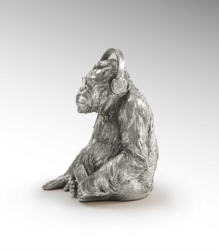 Figura decorativa fabricada en pan de plata ORANGUTAN