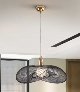 Lámpara de techo moderno con tulipa de malla FORMA Negra