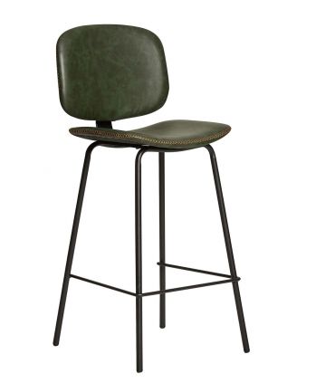 Set de 2 taburetes altos en piel sintética y metal MALI verde