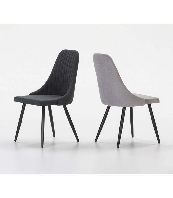 Set de 2 sillas tapizadas con patas metálicas MINA