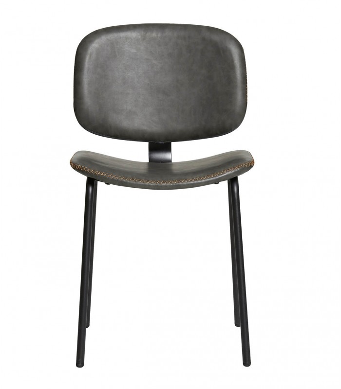 Set de 2 sillas en piel sintética gris y patas metálicas MALI