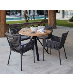 Mesa de exterior en aluminio y madera ALASKA redonda