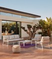 Sofá de 3 plazas para terraza en aluminio y teca natural KETI