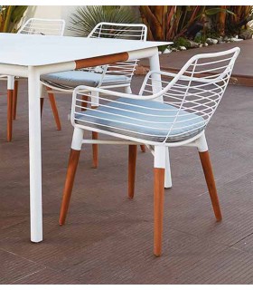 Sillón de terraza y jardín en aluminio blanco modelo MERCURY