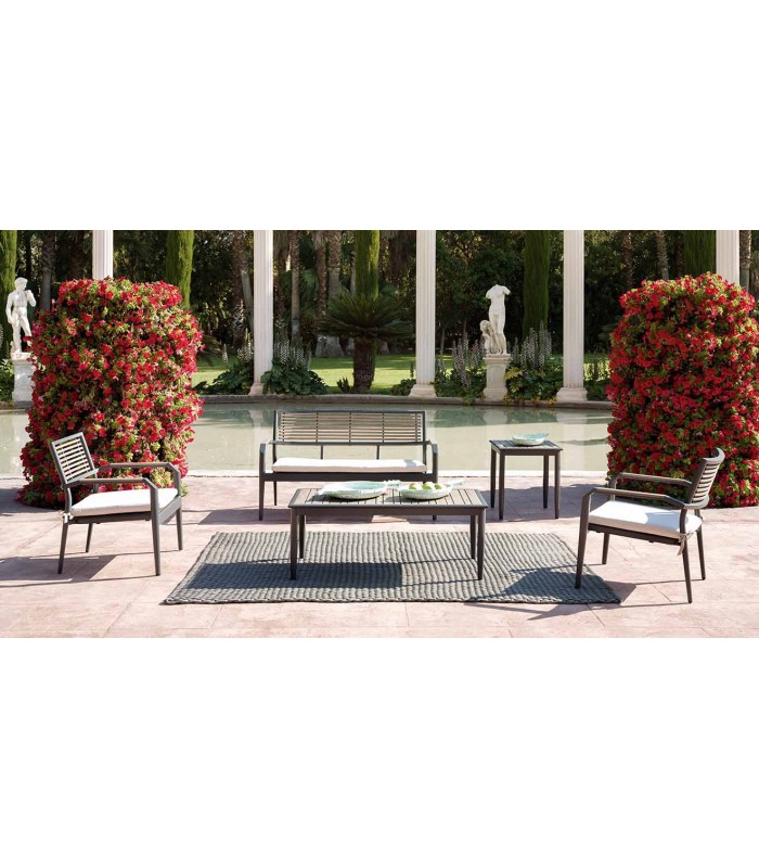 Mesa de rincón para terraza y jardín en Aluminio colección TROPIC