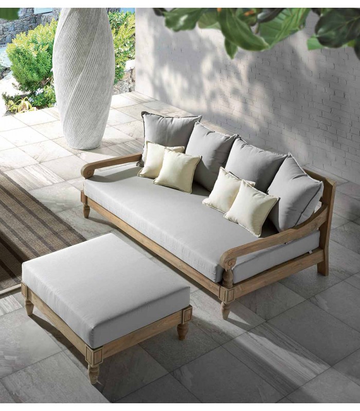 Sofá Daybed de jardín en madera maciza de Teca Colección JAWI