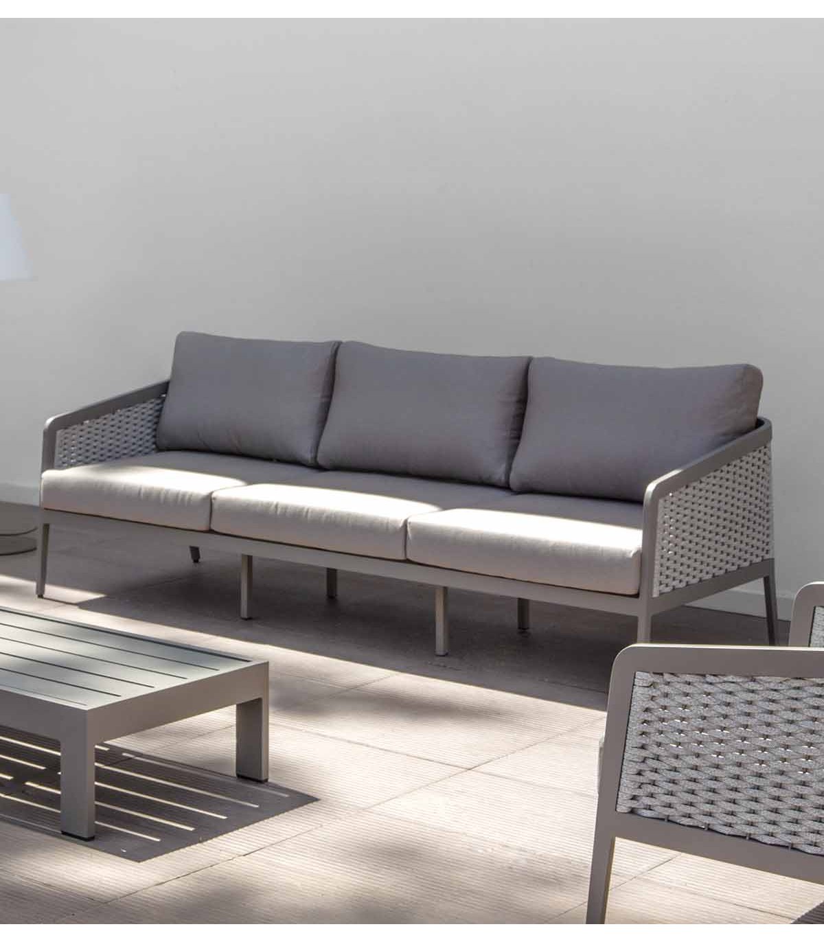 Sofá de plazas para terraza y jardín de aluminio RITZ