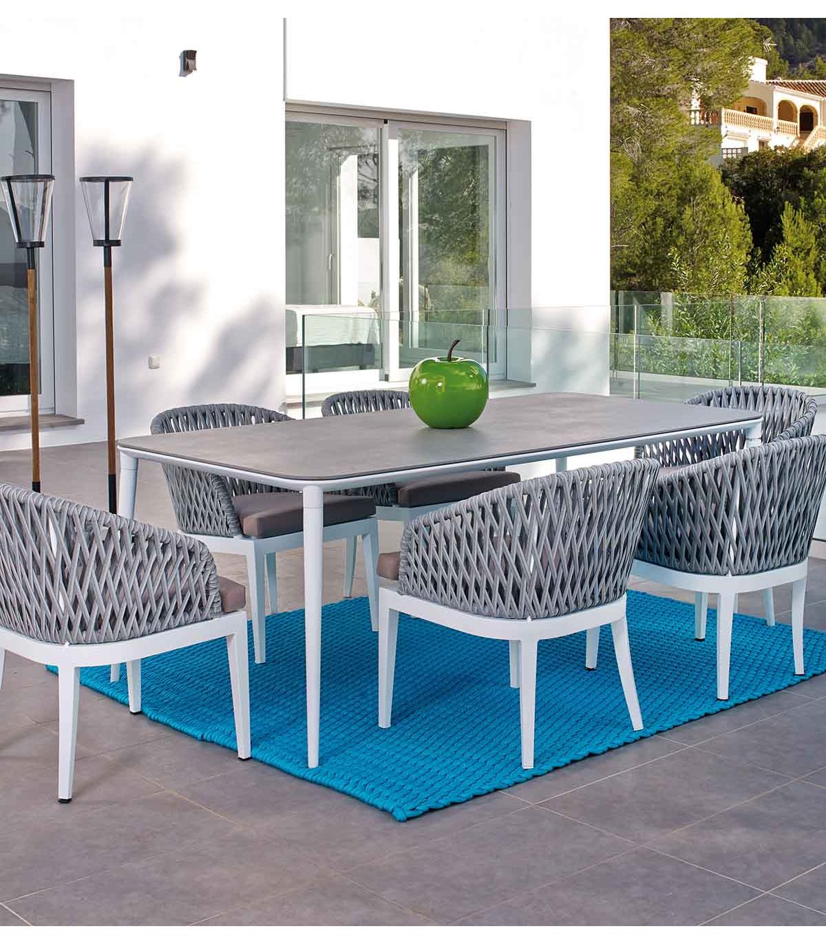 Mesa de jardín extensible Aluminio Murano (Hasta 8 pers.) - Blanco