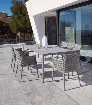 Mesa de terraza y jardín en Aluminio antracita LEON