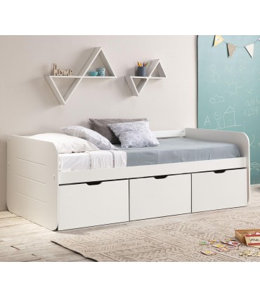 Cama nido con cajones en madera blanca ABBOTT