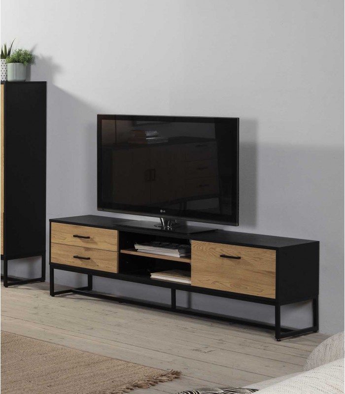 Mueble de televisión en madera y metal MELA