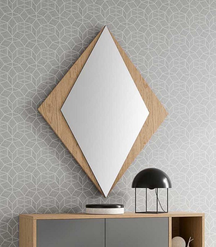 Espejo de madera con forma de rombo MASON
