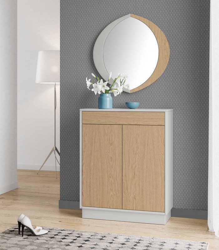 Espejo de diseño moderno en madera de roble OCULO