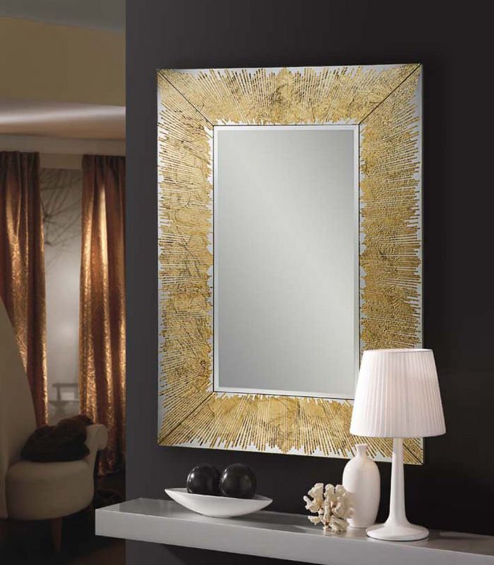 Espejo de Cristal/Pan de Oro Modelo AURORA Rectangular