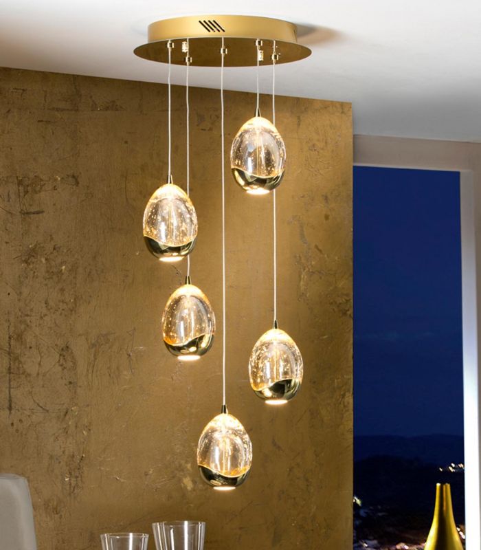 Lámpara de 5 luces Led Colección ROCIO Oro