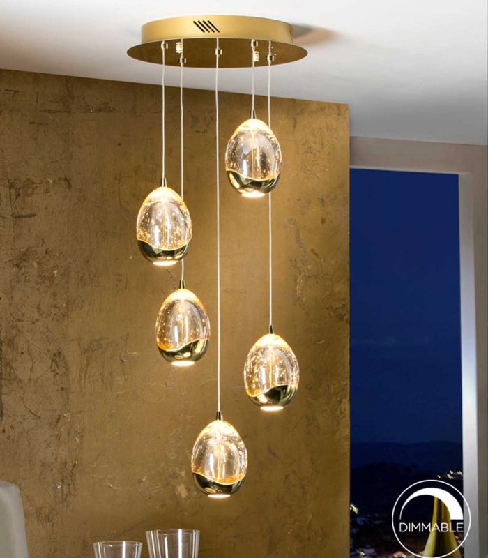 Lámparas LED de 5 luces : Colección ROCIO Oro con mando