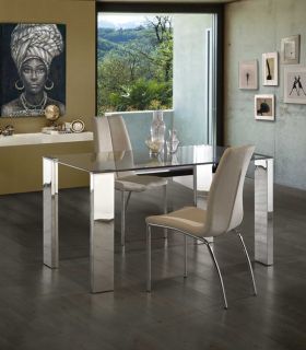 Mesa Comedor de Acero y Cristal MALIBU Schuller