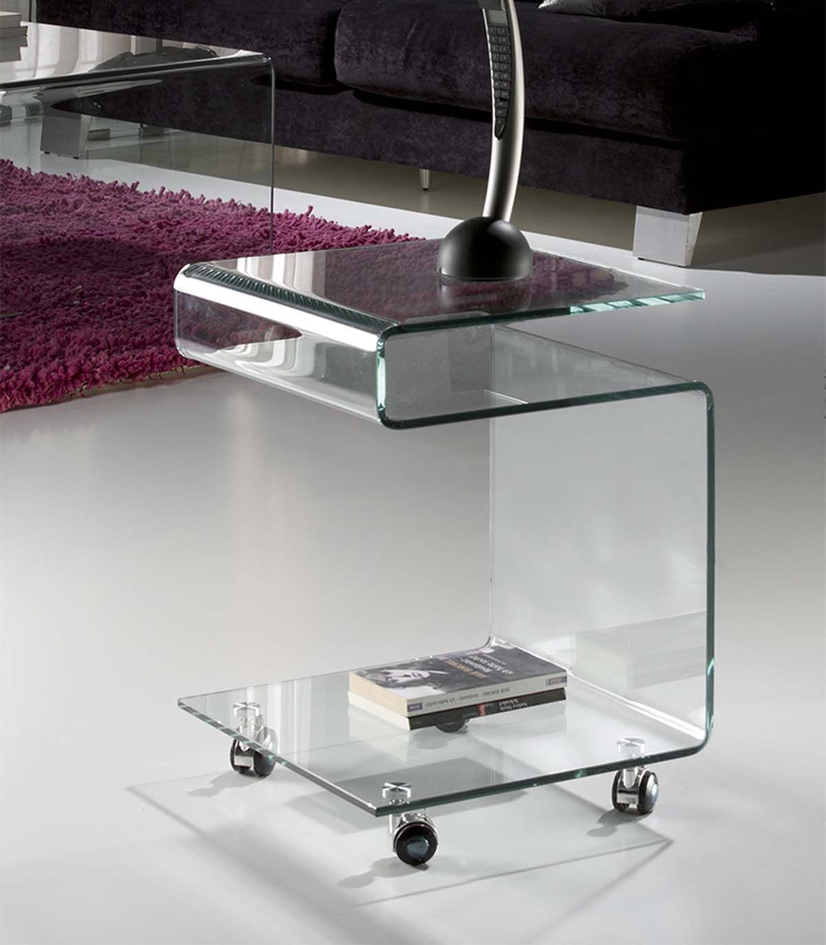 Mesa de rincón cristal transparentes GLASS. Ofertas Schuller
