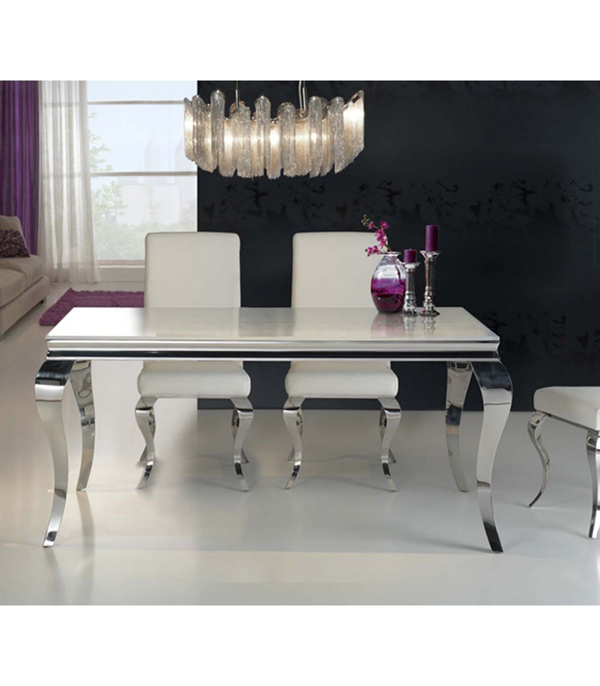 Mesa de comedor, mesa de comedor de cristal, mesas modernas de cocina y  comedor, mesa de consola de vidrio con tapa de vidrio templado, doble  pedestal