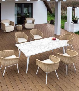 Mesa de terraza y jardín en aluminio blanco colección PALMA