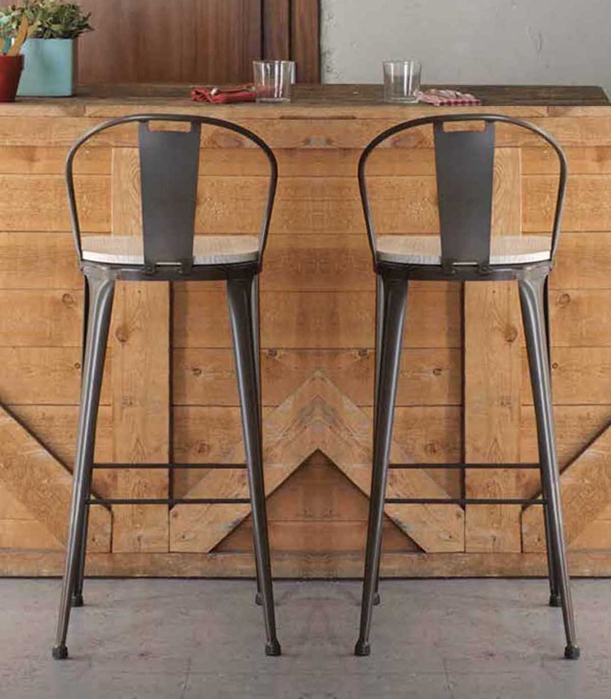 Mesa y taburetes altos 3 pzas hierro y madera gris y marrón