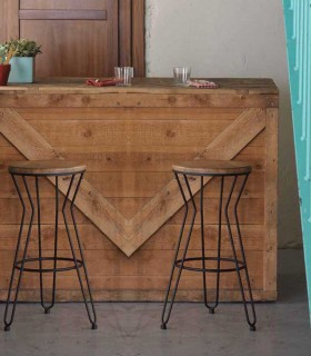 Taburetes altos de cocina en madera y metal LISBOA